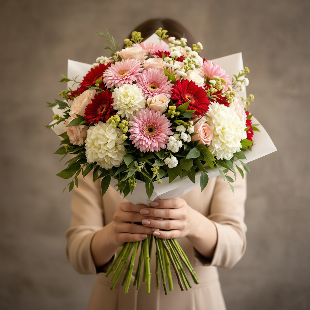 Valsul Florilor – 2 Hortensii, 11 Trandafiri, Floarea Miresei, Verdeață și Ambalaj - imagine 4