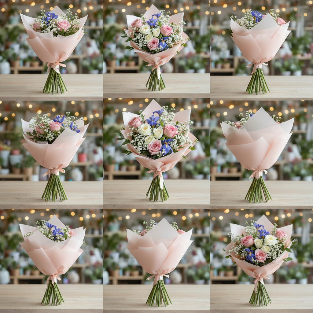 Buchet Mix Delicat cu Minitrandafiri, Trandafir, Lisianthus, Gura Leului, Iris, Floarea Miresei - imagine 5