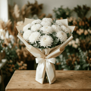 Esență de Puritate – Buchet Grandios cu 13 Crizanteme Imperiale