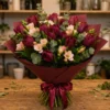 Buchet Flori de Lux Imperial Noir cu Orhidee și Trandafiri Toffee - imagine 1