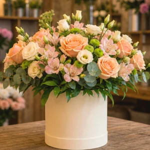 Buchet Online București Aurora Fresh cu Trandafiri Peach - imagine 1