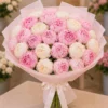 Buchet Flori Frumoase Zâmbet Roz cu Bujori și Lisianthus - imagine 1
