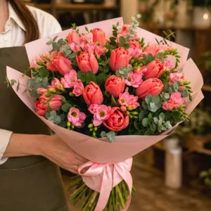 Buchet Flori de Sezon Rapsodie de Primăvară cu Lalele și Zambile - imagine 2