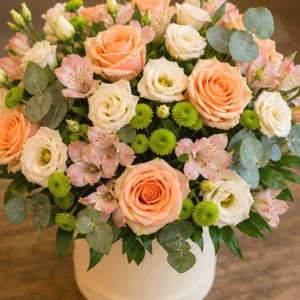 Buchet Flori Online Morning Glow cu Frezii și Trandafiri Peach - imagine 2