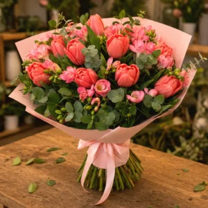 Buchet Flori de Sezon Rapsodie de Primăvară cu Lalele și Zambile - imagine 3