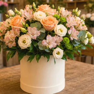 Buchet Flori Online Morning Glow cu Frezii și Trandafiri Peach - imagine 4