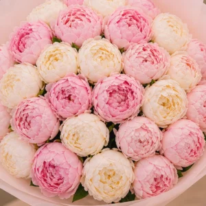 Buchet Flori Frumoase Zâmbet Roz cu Bujori și Lisianthus - imagine 4