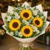 Coș Flori de Sezon Sunny Market cu Floarea Soarelui și Alstroemeria - imagine 1