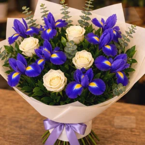 Buchet Flori Online Lilac Breeze cu Irisi și Frezii - imagine 3