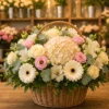 Coș Flori Online Sunny Basket cu Gerbera și Santini - imagine 1