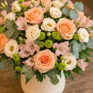 Buchet La Mulți Ani Soft Coral cu Anthurium și Astilbe - imagine 2