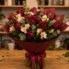 Buchet Flori Online Velvet Note cu Trandafiri Burgundy - imagine 1