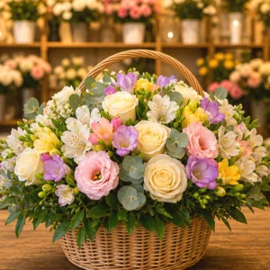 Buchet Happy Birthday Sunny Note cu Floarea Soarelui și Matthiola - imagine 1