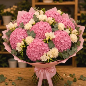 Buchet Flori de Lux Monaco Pastel cu Peonii și Frezii - imagine 1