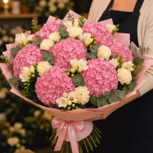 Buchet Flori de Lux Monaco Pastel cu Peonii și Frezii - imagine 2