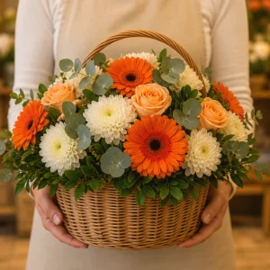 Coș Flori de Sezon Autumn Glow cu Dalii și Crizanteme - imagine 3