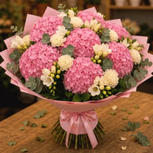 Buchet Flori de Lux Monaco Pastel cu Peonii și Frezii - imagine 3