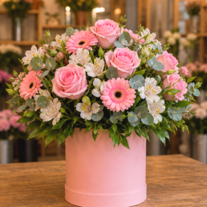 Buchet la Comandă Urban Blush cu Miniroze și Alstroemeria