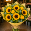 Buchet Personalizat Sunny Sketch cu Floarea Soarelui și Matthiola