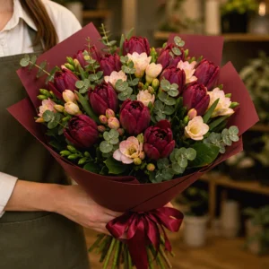 Buchet Flori de Sezon Rustica Chic cu Aster și Hypericum - imagine 2