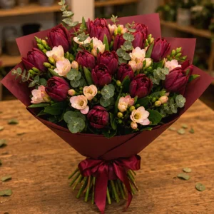 Buchet Flori de Sezon Rustica Chic cu Aster și Hypericum - imagine 3