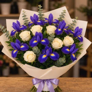 Buchet Flori Frumoase Fantezie Mov cu Scabiosa și Lisianthus - imagine 1