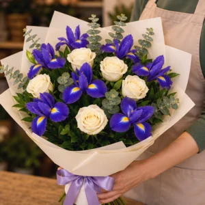 Buchet Flori Frumoase Fantezie Mov cu Scabiosa și Lisianthus - imagine 2