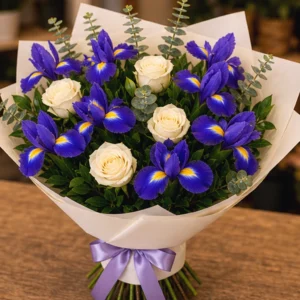 Buchet Flori Frumoase Fantezie Mov cu Scabiosa și Lisianthus - imagine 3