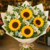 Cutie Flori Frumoase Soare Blând cu Floarea Soarelui și Eustoma - imagine 1