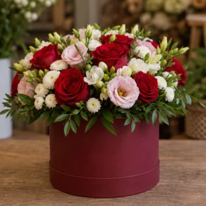 Buchet Flori de Lux Gala Red cu 75 Trandafiri și Eucalipt - imagine 2