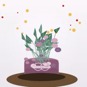 Cutie Flori Deosebite Velvet Mauve cu Trandafiri Memory Lane și Scabiosa - imagine 2