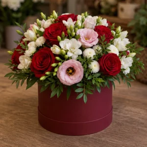 Buchet Flori de Lux Gala Red cu 75 Trandafiri și Eucalipt - imagine 3