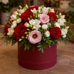 Aranjament La Mulți Ani Ruby Spark cu Hypericum și Ranunculus - imagine 3