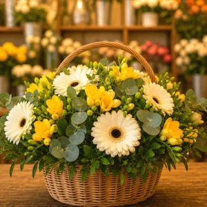 Buchet Flori de Sezon Gentle Sunday cu Narcise și Muscari - imagine 1