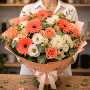 Buchet Mărțișor Coral cu Ranunculus