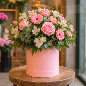Buchet la Comandă Urban Blush cu Miniroze și Alstroemeria