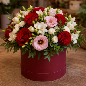 Aranjament Flori Corporate Ruby Detail cu Hypericum și Ranunculus