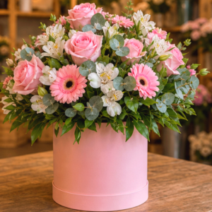 Buchet la Comandă Urban Blush cu Miniroze și Alstroemeria