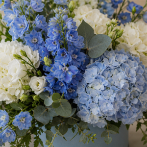 Aranjament București Blue Apartment cu Delphinium și Hortensie - imagine 2