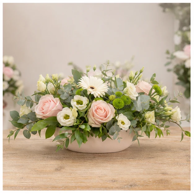 Livrare aranjamente florale pentru decorarea locuintei centerpiece pastel pentru masa - poza 1