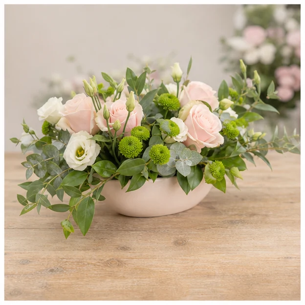 Livrare aranjamente florale pentru decorarea locuintei centerpiece pastel pentru masa - poza 3
