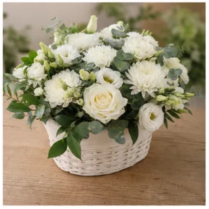 Livrare aranjamente florale pentru decorarea locuintei cos alb crem pentru dormitor - poza 4