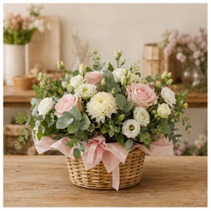 Livrare aranjamente florale pentru decorarea locuintei cos pastel pentru living - poza 1
