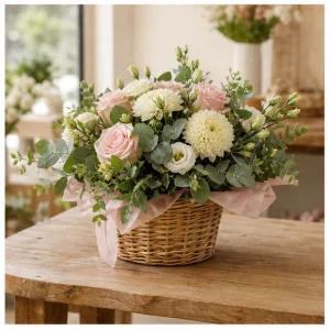 Livrare aranjamente florale pentru decorarea locuintei cos pastel pentru living - poza 3