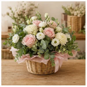 Livrare aranjamente florale pentru decorarea locuintei cos pastel pentru living - poza 4