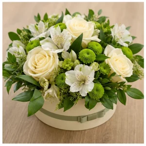 Livrare aranjamente florale pentru decorarea locuintei cutie crem pentru comoda - poza 2
