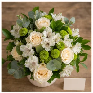 Livrare aranjamente florale pentru decorarea locuintei pachet decor cu vas si felicitare - poza 2
