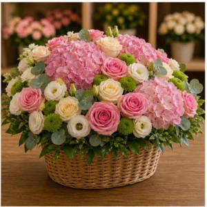 Aranjament floral de lux cu hortensie si lisianthus - poza 2