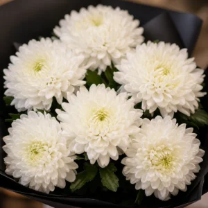 Aranjament floral funerar jerba compacta cu crizanteme albe - poza 2