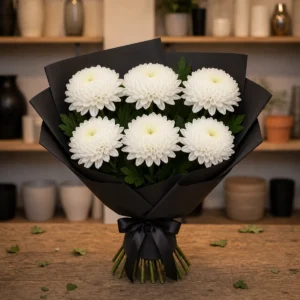 Aranjament floral funerar jerba simpla cu crizanteme albe - poza 2